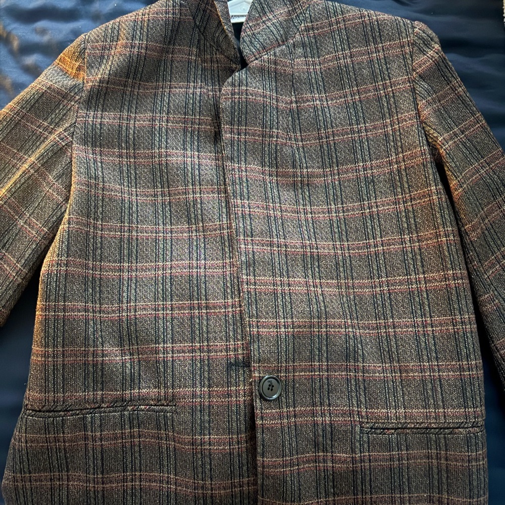 Plaid Button-Up Blazer